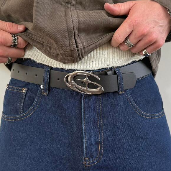 Chrome Star Black Silver Belt – Futuristic Grunge Emo Style, Unisex, Brand New - Picture 3 of 12